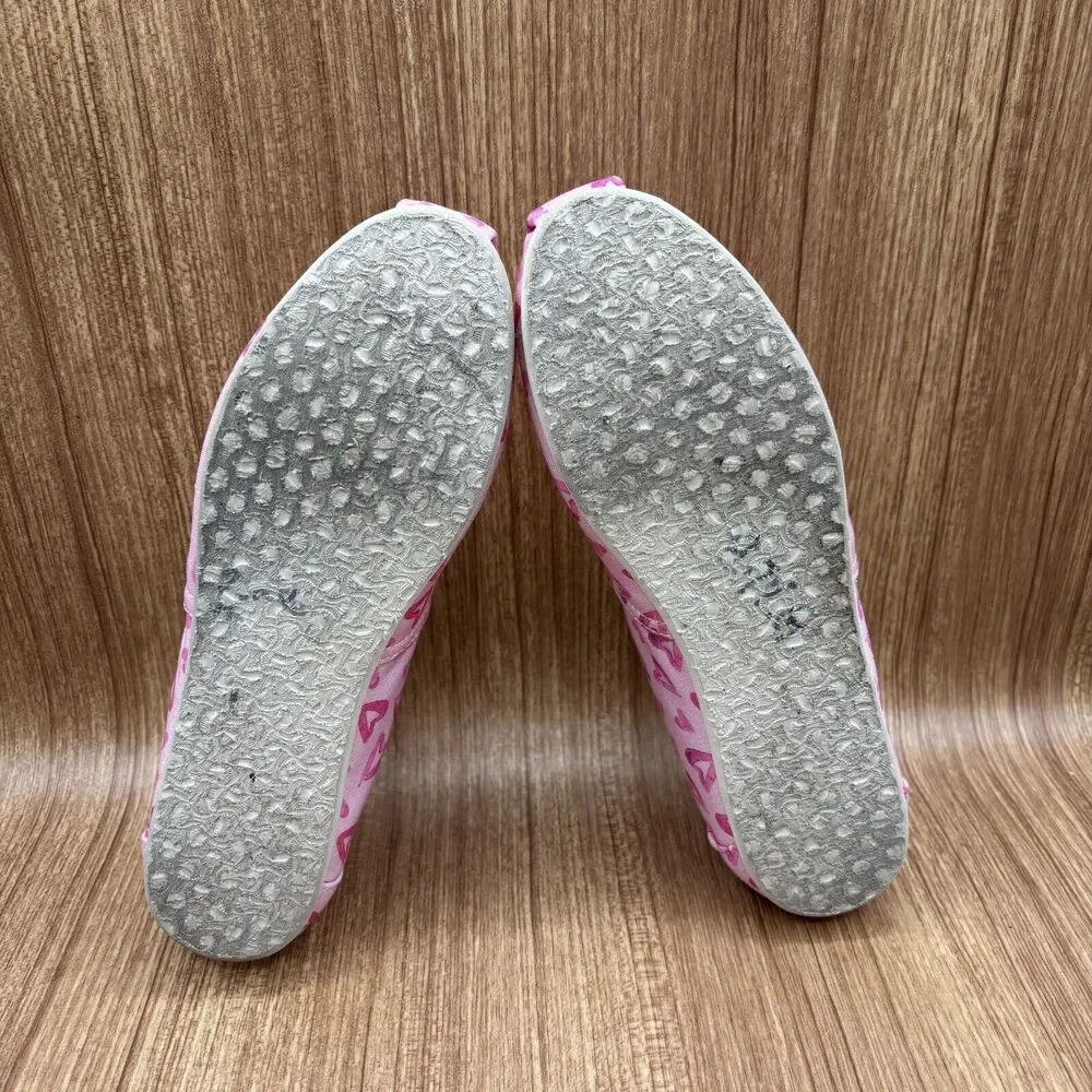 TOMS Slip On Shoe Alpargata Women's Pink‎ Canvas Hearts Casual Size 7.5